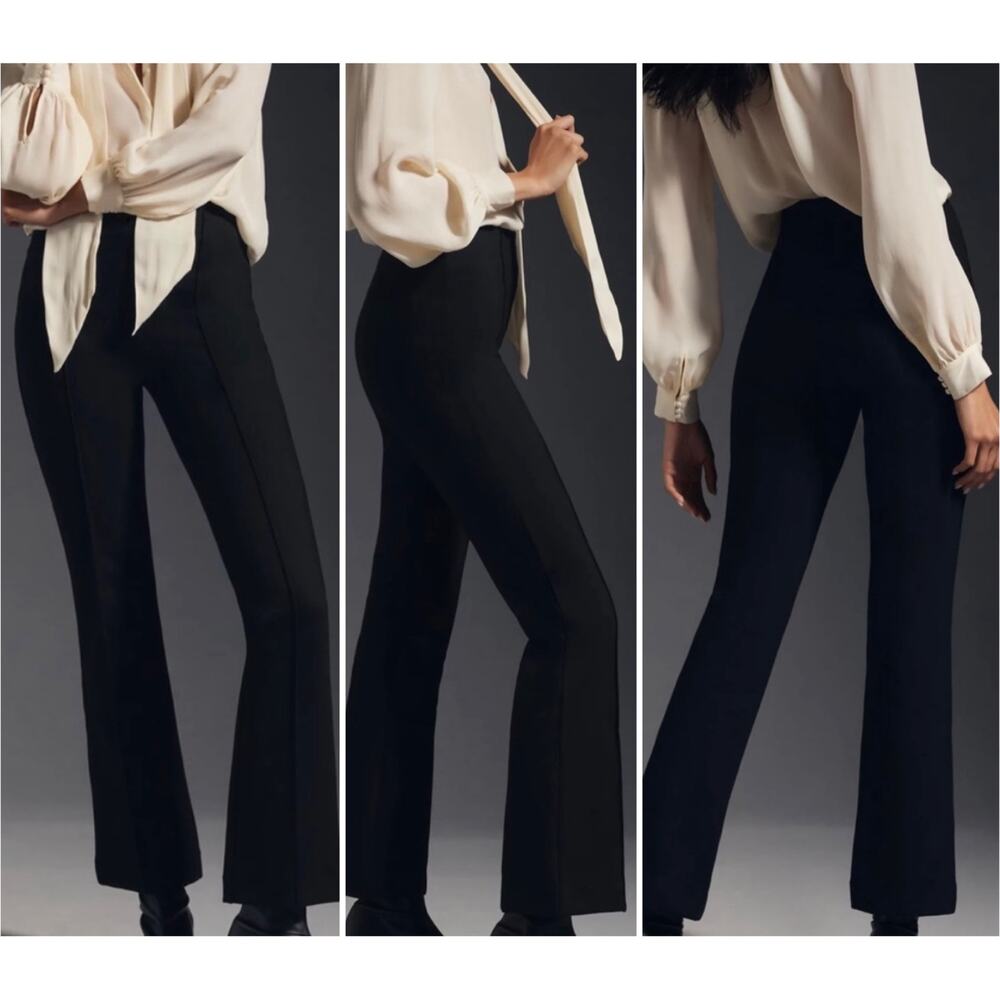 Maeve Anthropologie Margot Kick-Flare Pull On Cropped Stretch Dress Pants Large - Picture 9 of 9